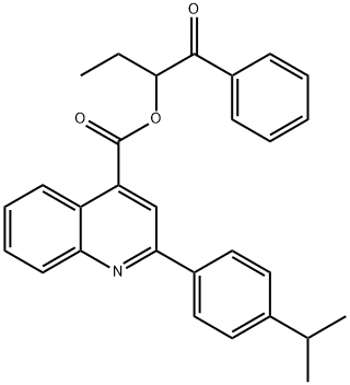 1-benzoylpropyl 2-(4-isopropylphenyl)-4-quinolinecarboxylate Struktur