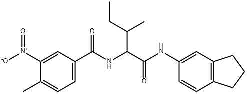 Benzamide, N-[1-[[(2,3-dihydro-1H-inden-5-yl)amino]carbonyl]-2-methylbutyl]-4-methyl-3-nitro- (9CI) Struktur