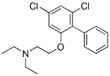 Ethanamine, 2-((4,6-dichloro(1,1-biphenyl)-2-yl)oxy)-N,N-diethyl- Struktur