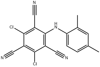 2,4-Dichloro-6-[(2,4-dimethylphenyl)amino]-1,3,5-benzenetricarbonitrile Struktur