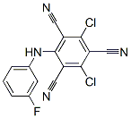 2,4-Dichloro-6-[(3-fluorophenyl)amino]-1,3,5-benzenetricarbonitrile Struktur