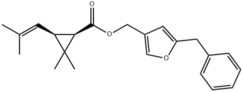 (5-benzyl-2-furyl)methyl (1S,3S)-2,2-dimethyl-3-(2-methylprop-1-enyl)c yclopropane-1-carboxylate Struktur