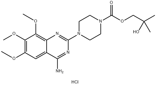 2-hydroxy-2-methylpropyl 4-(4-amino-6,7,8-trimethoxyquinazolin-2-yl)piperazine-1-carboxylate monohydrochloride Struktur