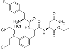 ethyl N2-[3-[bis(2-chloroethyl)amino]-N-(4-fluoro-3-phenyl-L-alanyl)-3-phenyl-L-alanyl]-L-asparaginate monohydrochloride Struktur