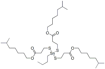 triisooctyl 3,3',3''-[(butylstannylidyne)tris(thio)]tripropionate Struktur