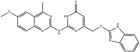 4-PYRIMIDINOL, 6-[(1H-BENZIMIDAZOL-2-YLTHIO)METHYL]-2-[(6-METHOXY-4-METHYL-2-QUINAZOLINYL)AMINO]- Struktur