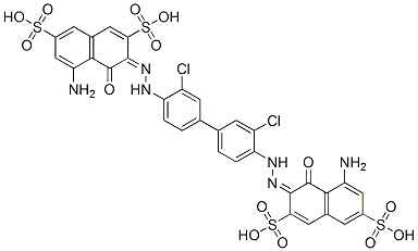 (3E)-5-amino-3-[[4-[4-[(2E)-2-(8-amino-1-oxo-3,6-disulfo-naphthalen-2- ylidene)hydrazinyl]-3-chloro-phenyl]-2-chloro-phenyl]hydrazinylidene]- 4-oxo-naphthalene-2,7-disulfonic acid Struktur