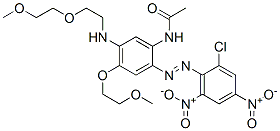 N-[2-[(2-chloro-4,6-dinitrophenyl)azo]-4-(2-methoxyethoxy)-5-[[2-(2-methoxyethoxy)ethyl]amino]phenyl]acetamide Struktur