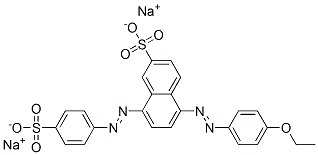 disodium 5-[(4-ethoxyphenyl)azo]-8-[(4-sulphonatophenyl)azo]naphthalene-2-sulphonate Struktur