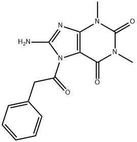 1H-Purine-2,6-dione,  8-amino-3,7-dihydro-1,3-dimethyl-7-(phenylacetyl)-  (9CI) Struktur