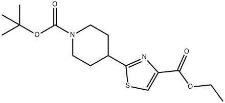 tert-Butyl 4-[4-(ethoxycarbonyl)-1,3-thiazol-2-yl]tetrahydro-1(2H)-pyridinecarboxylate Struktur