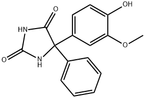 5-(4-hydroxy-3-methoxyphenyl)-5-phenylhydantoin Struktur