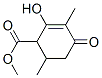 methyl 2-hydroxy-3,6-dimethyl-4-oxocyclohex-2-ene-1-carboxylate Struktur