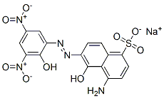 sodium 4-amino-5-hydroxy-6-[(2-hydroxy-3,5-dinitrophenyl)azo]naphthalene-1-sulphonate Struktur