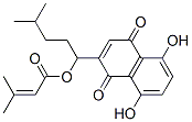 3-Methyl-2-butenoic acid 1-(1,4-dihydro-5,8-dihydroxy-1,4-dioxonaphthalen-2-yl)-4-methylpentyl ester Struktur