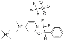 Methanaminium, N,N,N-trimethyl-, compd. with N-[1-(1,1-difluoro-2-hydroxy-2-phenylethyl)-4(1H)-pyridinylidene]-N-methylmethanaminium(1+), 1,1,1-trifluoromethanesulfonate (1:1:1) Struktur