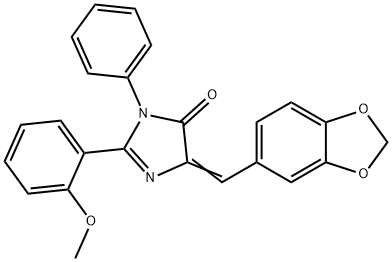 4H-Imidazol-4-one,  5-(1,3-benzodioxol-5-ylmethylene)-3,5-dihydro-2-(2-methoxyphenyl)-3-phenyl- Struktur