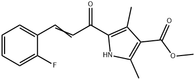 1H-Pyrrole-3-carboxylicacid,5-[3-(2-fluorophenyl)-1-oxo-2-propenyl]-2,4-dimethyl-,methylester(9CI) Struktur