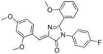 4H-Imidazol-4-one,  5-[(2,4-dimethoxyphenyl)methylene]-3-(4-fluorophenyl)-3,5-dihydro-2-(2-methoxyphenyl)- Struktur