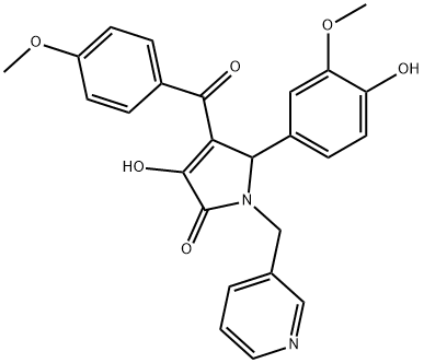 3-hydroxy-5-(4-hydroxy-3-methoxyphenyl)-4-(4-methoxybenzoyl)-1-(3-pyridinylmethyl)-1,5-dihydro-2H-pyrrol-2-one Struktur