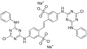 disodium 4,4'-bis[(6-anilino-4-chloro-1,3,5-triazin-2-yl)amino]stilbene-2,2'-disulphonate Struktur