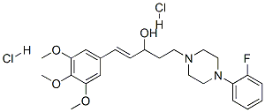 (E)-5-[4-(2-fluorophenyl)piperazin-1-yl]-1-(3,4,5-trimethoxyphenyl)pen t-1-en-3-ol dihydrochloride Struktur