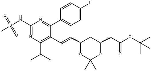 tert-Butyl-7-[4-(4-fluorophenyl)-6-isopropyl-2-mesylaminopyrimidin-5-yl]-(3R,5S)-isopropylidine-(E)-6-heptenoate Struktur