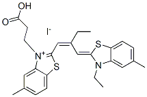 3-(2-carboxyethyl)-2-[2-[(3-ethyl-5-methyl-3H-benzothiazol-2-ylidene)methyl]but-1-enyl]-5-methylbenzothiazolium iodide  Struktur