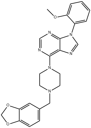 6-[4-(1,3-Benzodioxol-5-ylmethyl)-1-piperazinyl]-9-(2-methoxyphenyl)-9H-purine Struktur