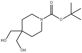 4,4-Bis(hydroxymethyl)-1-piperidinecarboxylic acid 1,1-dimethylethyl ester Struktur