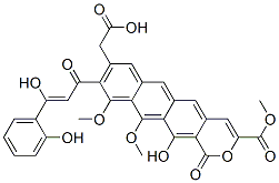 12-Hydroxy-9-[3-hydroxy-3-(2-hydroxyphenyl)-1-oxo-2-propenyl]-10,11-dimethoxy-3-(methoxycarbonyl)-1-oxo-1H-anthra[2,3-c]pyran-8-acetic acid Struktur