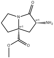 1H-Pyrrolizine-7a(5H)-carboxylicacid,2-aminotetrahydro-3-oxo-,methylester, Struktur