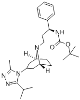 ((S)-3-[3-(3-ISOPROPYL-5-METHYL-[1,2,4]TRIAZOL-4-YL)-8-AZA-BICYCLO[3.2.1]OCT-8-YL]-1-PHENYL-PROPYL)-CARBAMIC ACID TERT-BUTYL ESTER Struktur