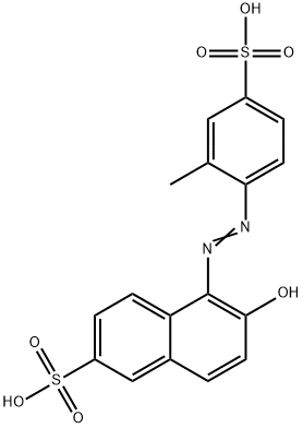 6-hydroxy-5-[(2-methyl-4-sulphophenyl)azo]naphthalene-2-sulphonic acid Struktur