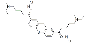 5-diethylamino-1-[7-(5-diethylaminopentanoyl)-9H-thioxanthen-2-yl]pent an-1-one dihydrochloride Struktur