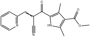 1H-Pyrrole-3-carboxylicacid,5-[2-cyano-1-oxo-3-(2-pyridinyl)-2-propenyl]-2,4-dimethyl-,methylester(9CI) Struktur