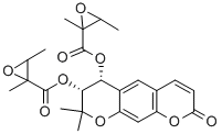 (3R,4R)-2,2-DIMETHYL-8-OXO-2,3,4,8-TETRAHYDROPYRANO[3,2-G]CHROMENE-3,4-DIYL BIS(2,3-DIMETHYLOXIRANE-2-CARBOXYLATE) Struktur