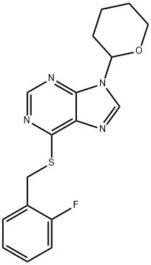 6-[(2-fluorophenyl)methylsulfanyl]-9-(oxan-2-yl)purine Struktur