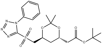 tert-Butyl 2-[(4R,6S)-2,2-Dimethyl-6-[(1-phenyl-1H-terazol-5-ylsulfonyl)methyl]-1,3-dioxan-4-yl]acetate Struktur