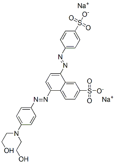 disodium 5-[[4-[bis(2-hydroxyethyl)amino]phenyl]azo]-8-[(4-sulphonatophenyl)azo]naphthalene-2-sulphonate  Struktur