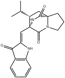 (3S,8aR,10S)-3-[[(Z)-1,3-Dihydro-3-oxo-2H-indol-2-ylidene]methyl]-1,2,3,7,8,8a-hexahydro-10-(1-methylethyl)-6H-3,8a-ethanopyrrolo[1,2-a]pyrazine-1,4-dione Struktur