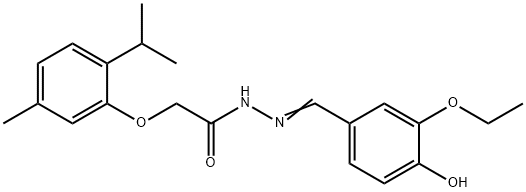 N'-(3-ethoxy-4-hydroxybenzylidene)-2-(2-isopropyl-5-methylphenoxy)acetohydrazide Struktur