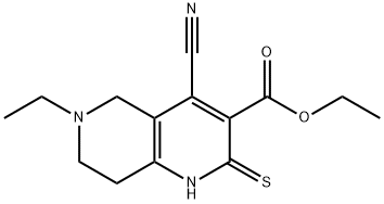 1,6-Naphthyridine-3-carboxylic  acid,  4-cyano-6-ethyl-1,2,5,6,7,8-hexahydro-2-thioxo-,  ethyl  ester Struktur