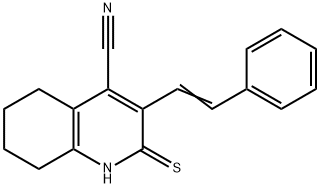 4-Quinolinecarbonitrile,  1,2,5,6,7,8-hexahydro-3-(2-phenylethenyl)-2-thioxo- Struktur