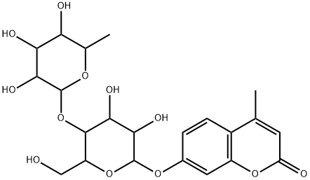 4-Methylumbelliferyl 4-O-(a-L-Fucopyranosyl)-b-D-galactopyranoside Struktur