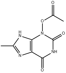 1H-Purine-2,6-dione, 3,7-dihydro-3-(acetyloxy)-8-methyl- Struktur