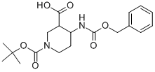 4-BENZYLOXYCARBONYLAMINO-PIPERIDINE-1,3-DICARBOXYLIC ACID 1-TERT-BUTYL ESTER Struktur