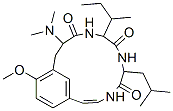 12-(Dimethylamino)-15-methoxy-9-sec-butyl-6-isobutyl-4,7,10-triazabicyclo[12.3.1]octadeca-1(18),2,14,16-tetrene-5,8,11-trione Struktur