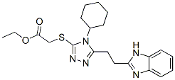 [[5-[2-(1H-Benzimidazol-2-yl)ethyl]-4-cyclohexyl-4H-1,2,4-triazol-3-yl]thio]acetic acid ethyl ester Struktur