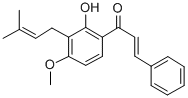 trans-1-(2-Hydroxy-4-methoxy-3-(3-methyl-2-butenyl)phenyl)-3-phenyl-2- propen-1-one Struktur